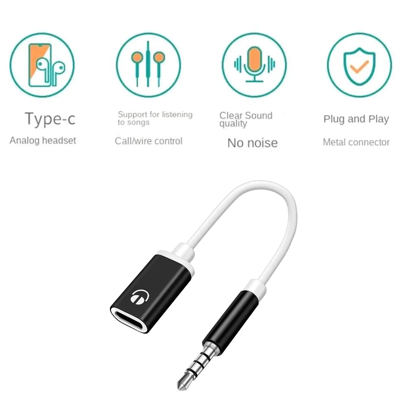 Type-C to 3.5mm Headphone Adapter USB C Female to Aux Male Car Stereo Cord for Calling Music in Car Phone Flat Earphone Converte Peaceful Pleasures Health and Wellness