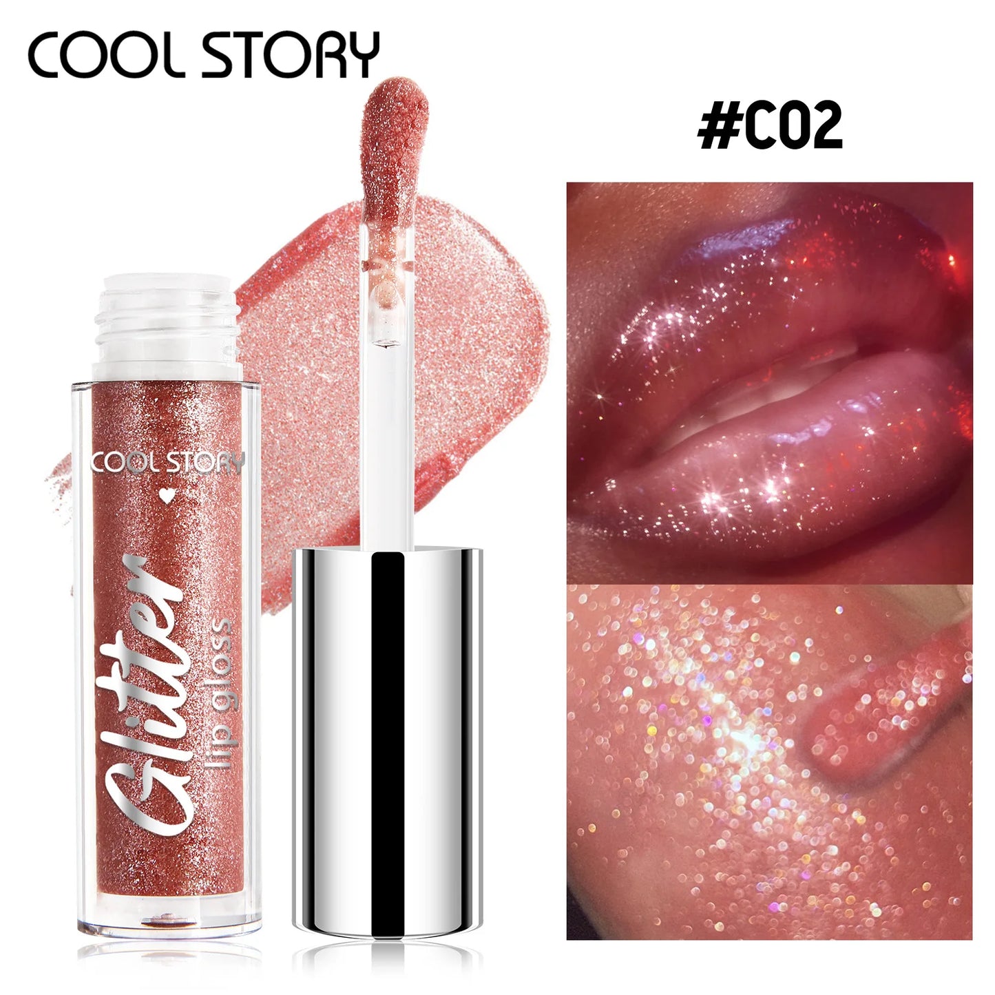 8-Color Glitter Lip Gloss | High Shine Pearl Lip Glaze with Sparkle
