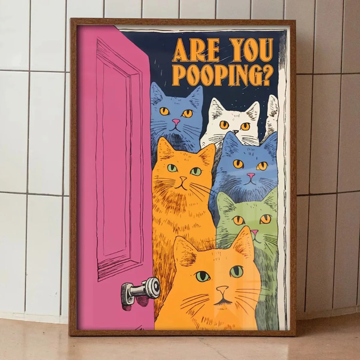 Are You Pooping Funny Cat Canvas Print Poster Whimsical Animal Abstract Art Prints Wash Room Bathroom Wall Art Home Decor Poster Peaceful Pleasures Health and Wellness