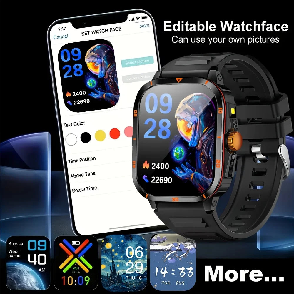 ERUN Men's Sports Smartwatch – LED Flashlight, Call & SMS