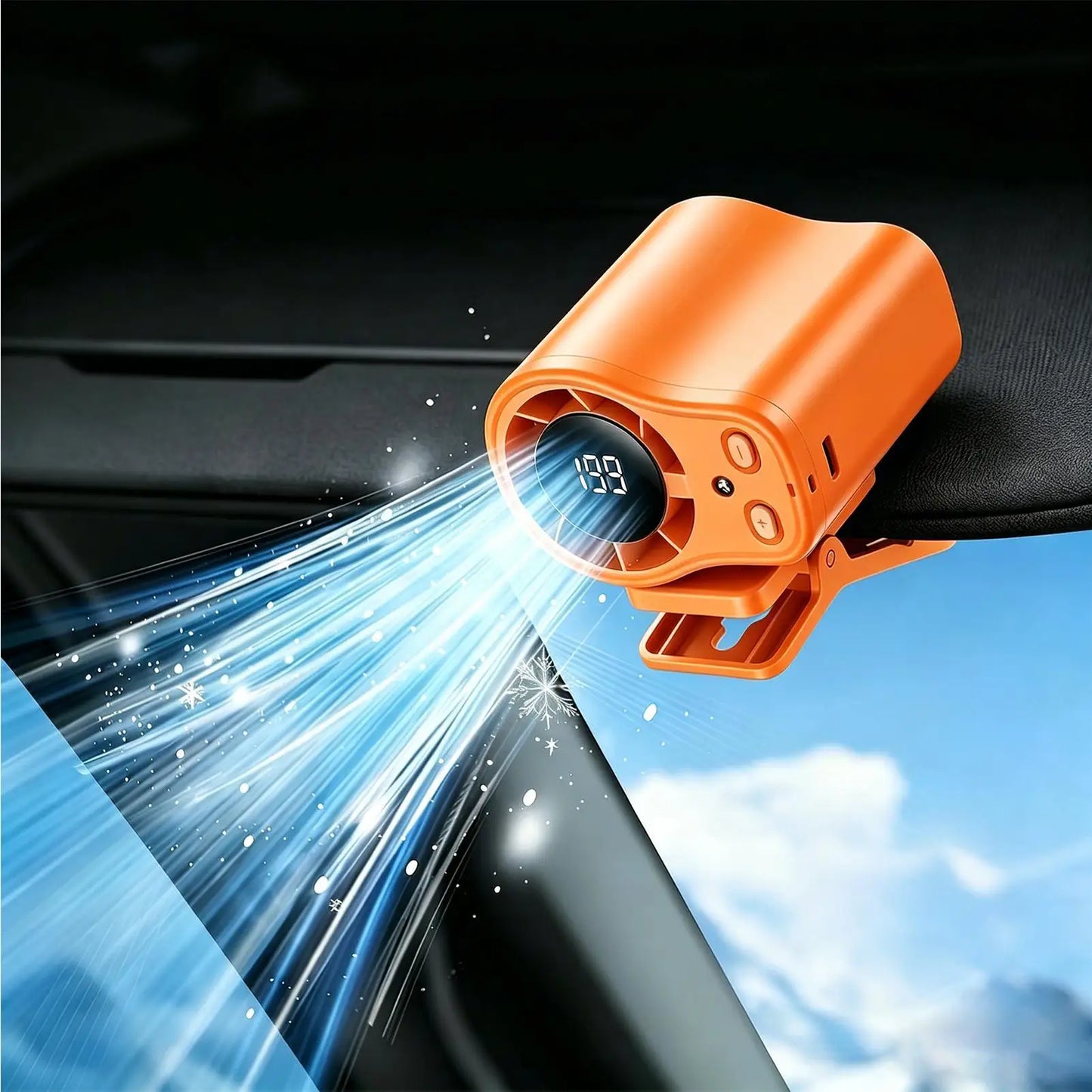 Portable USB Clip Fan – LED Display, 360° Rotation, Rechargeable