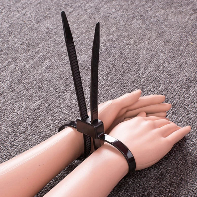 1Pcs/Lot Plastic Police Handcuffs Double Flex Cuff Disposable Handcuffs Zip Tie Nylon Cable Ties Flex Cuffs 14x12x0.8 CM Peaceful Pleasures Health and Wellness
