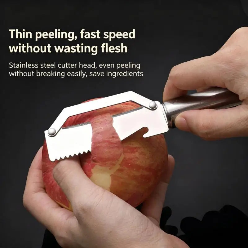 Stainless Steel Vegetable Peeler with Wooden Handle & Bottle Opener