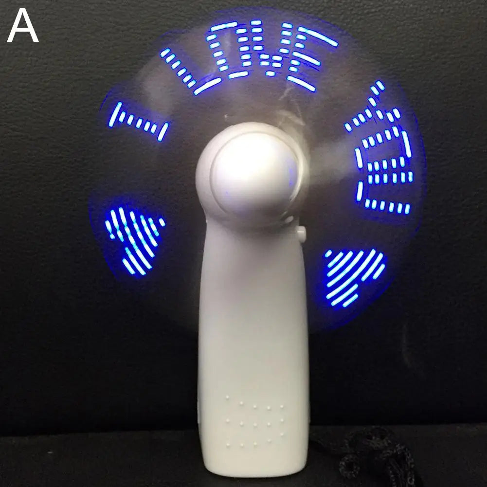 Mini LED Handheld Fan – 3 Speeds, Flashing Lights, Ultra Quiet