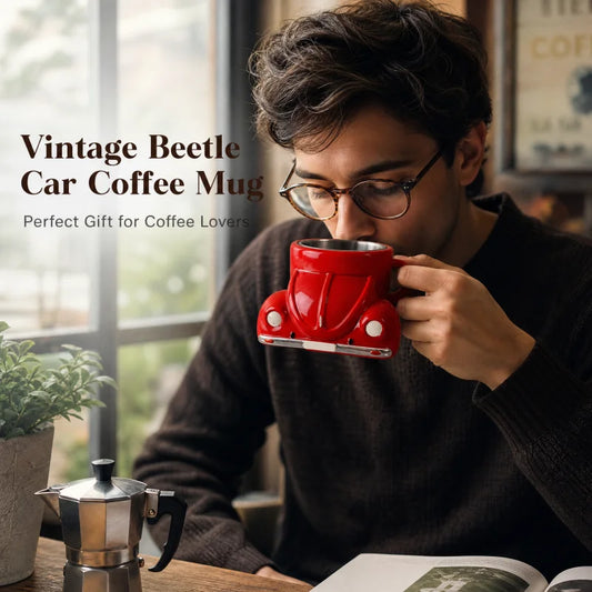 300ML Creative Cartoon Beetle Shaped Coffee Single Mug Without Chassis & spoon Christmas Cups With handle Friends & family Gifts Peaceful Pleasures Health and Wellness