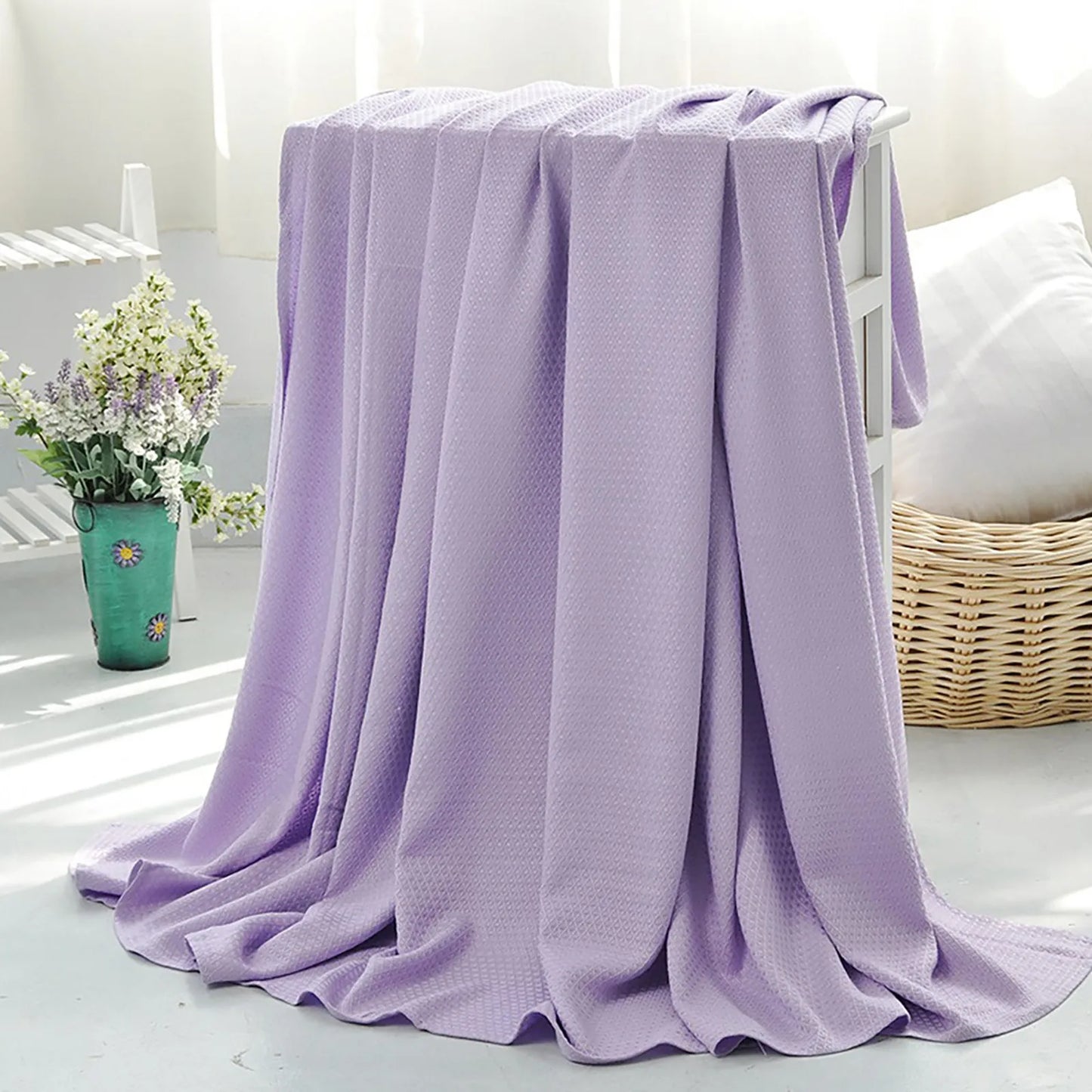 Summer Cooling Blanket Air Conditioning Quilt Skin-friendly Bamboos Fiber Light And Thin Breathable Cooling Quilt For Home Peaceful Pleasures Health and Wellness Light Purple M