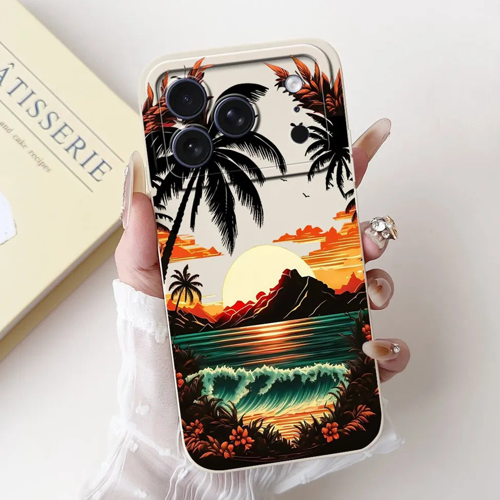 iPhone 17 Pro Silicone Case | Cute Kawaii Floral Painted Cover