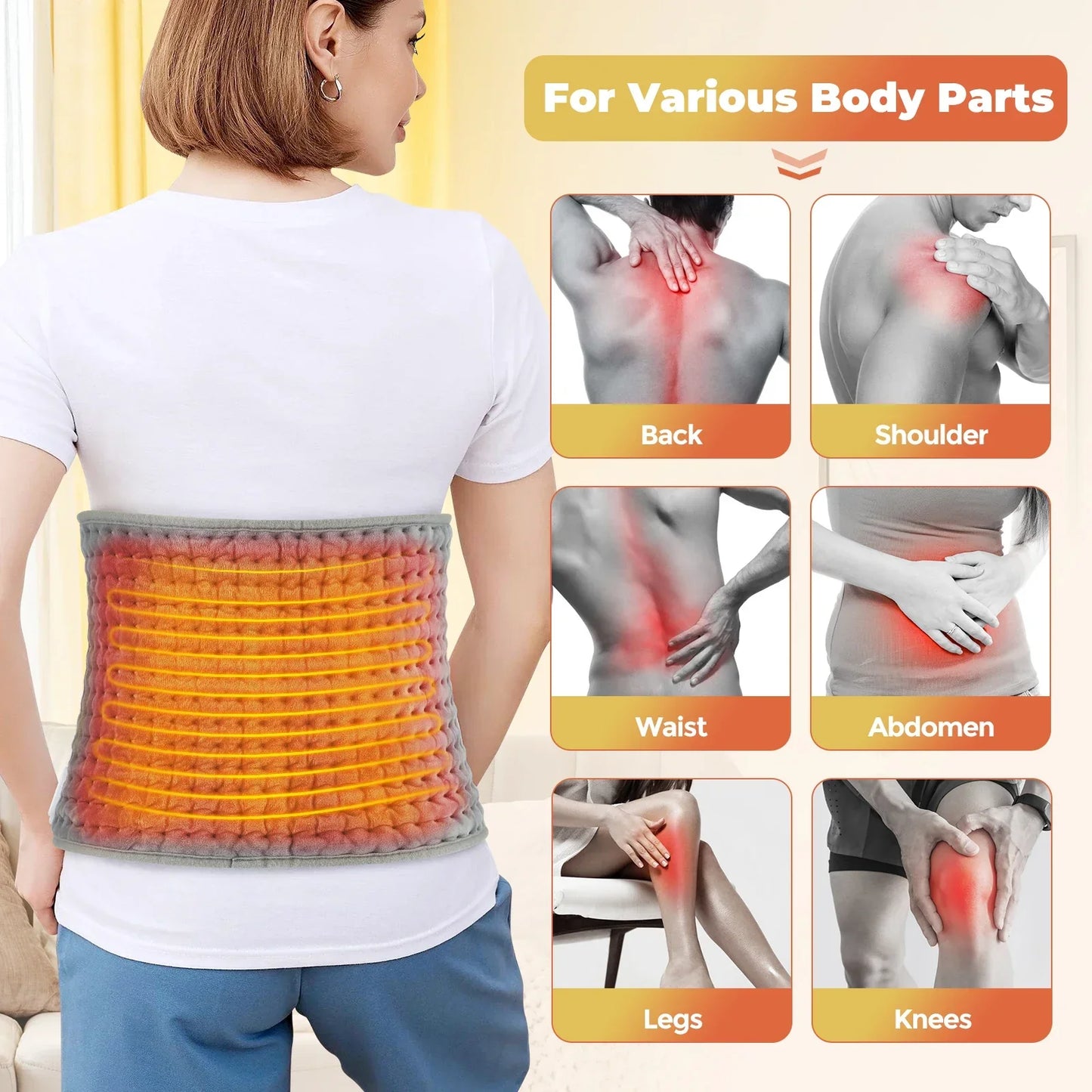 Hailicare Electric Heating Belt – 9 Levels, Waist & Back Warmer