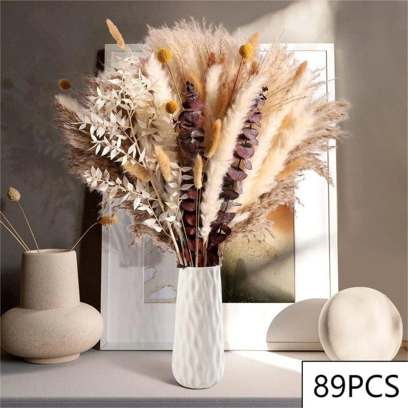 100pcs Dried Pampas Grass Bouquet | Boho Wedding & Home Decor