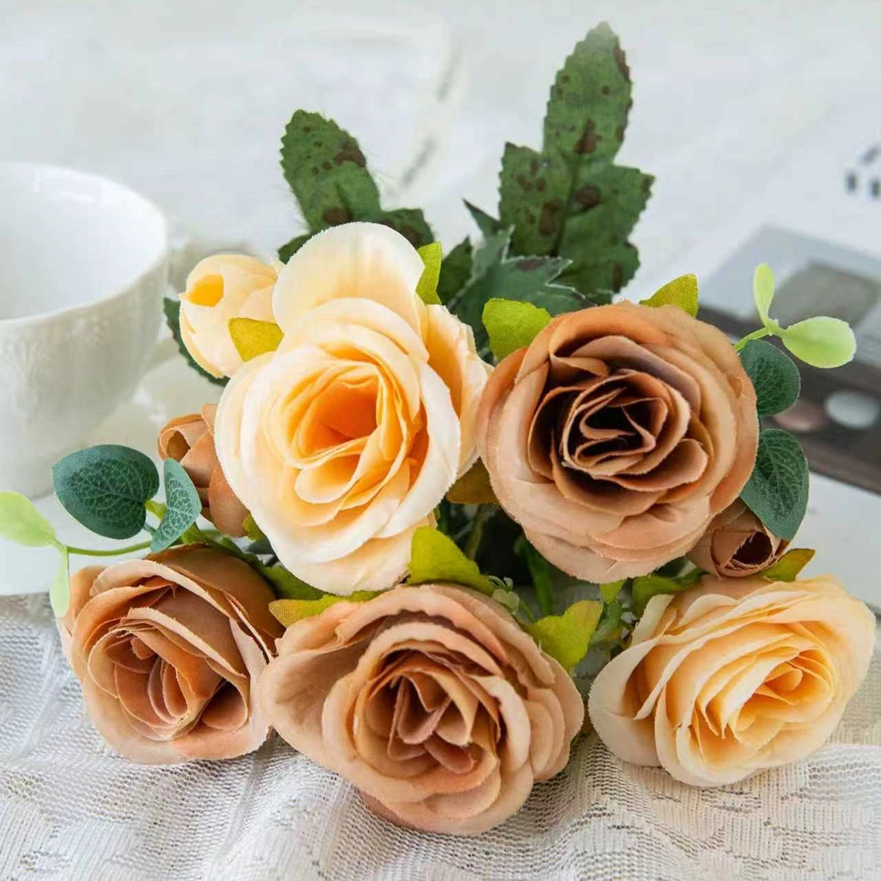 Silk Peony Artificial Flowers Bouquet for Wedding & Home Decor
