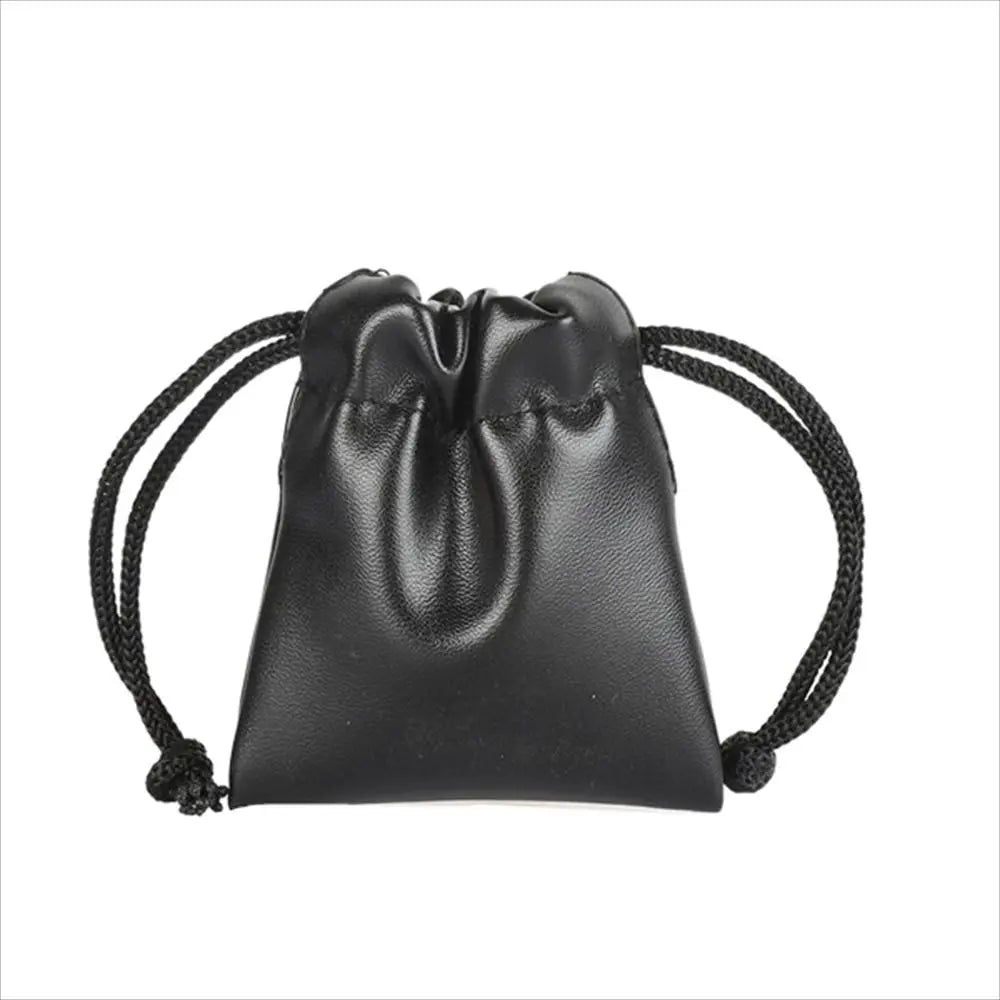 Travel PU Leather Headphone Bags Draw String Bag Dust-proof Headset Bag Black Drawstring Bag Men Women Peaceful Pleasures Health and Wellness 7x8cm