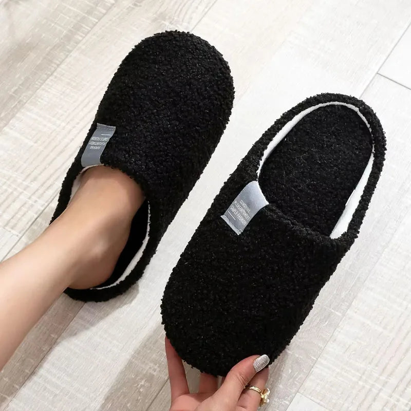 Women's Soft Fur Non-Slip Indoor Slippers – Flat House Shoes