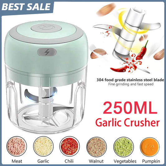 Mini Electric Garlic Chopper USB Rechargeable 100/250ml Electric Food Chopper Peaceful Pleasures Health and Wellness