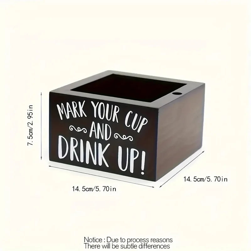 Party Cups Holder with Marker Slot Mark Your Cup and Drink Up Dispenser Wooden Cup Organizer Bar Wedding Party Peaceful Pleasures Health and Wellness