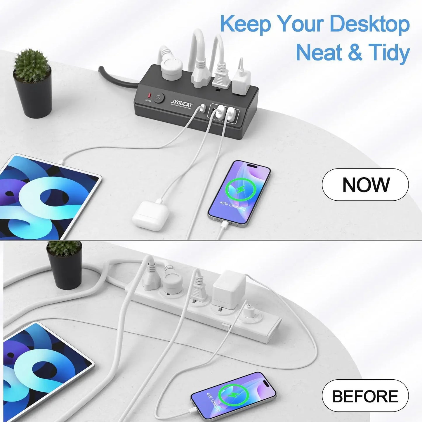 PASSUS 1625W Desk Clip Power Strip with PD20W USB-C Charging Peaceful Pleasures Health and Wellness