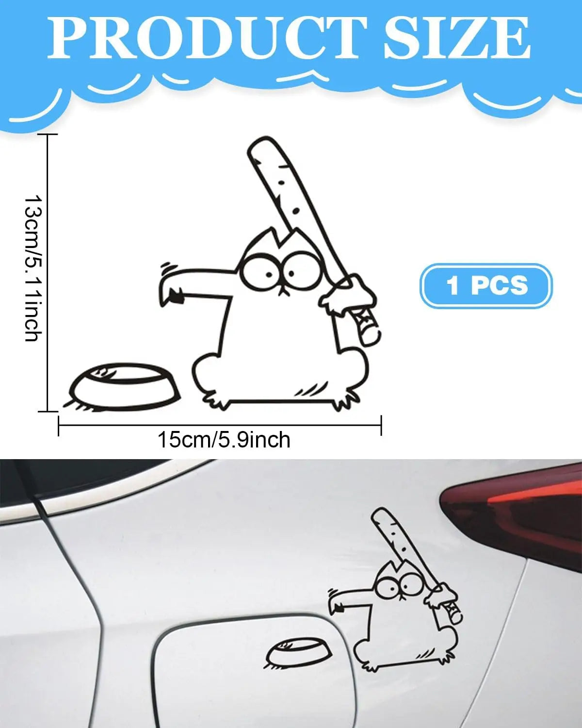 Cartoon Cat Vinyl Sticker – Waterproof Anti-UV Car & Laptop Decal