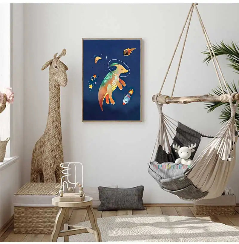 Nursery Wall Art Canvas Painting Nordic Posters And Prints Wall Pictures Baby Room study Decor Dinosaur Space Planet Alphabet Peaceful Pleasures Health and Wellness