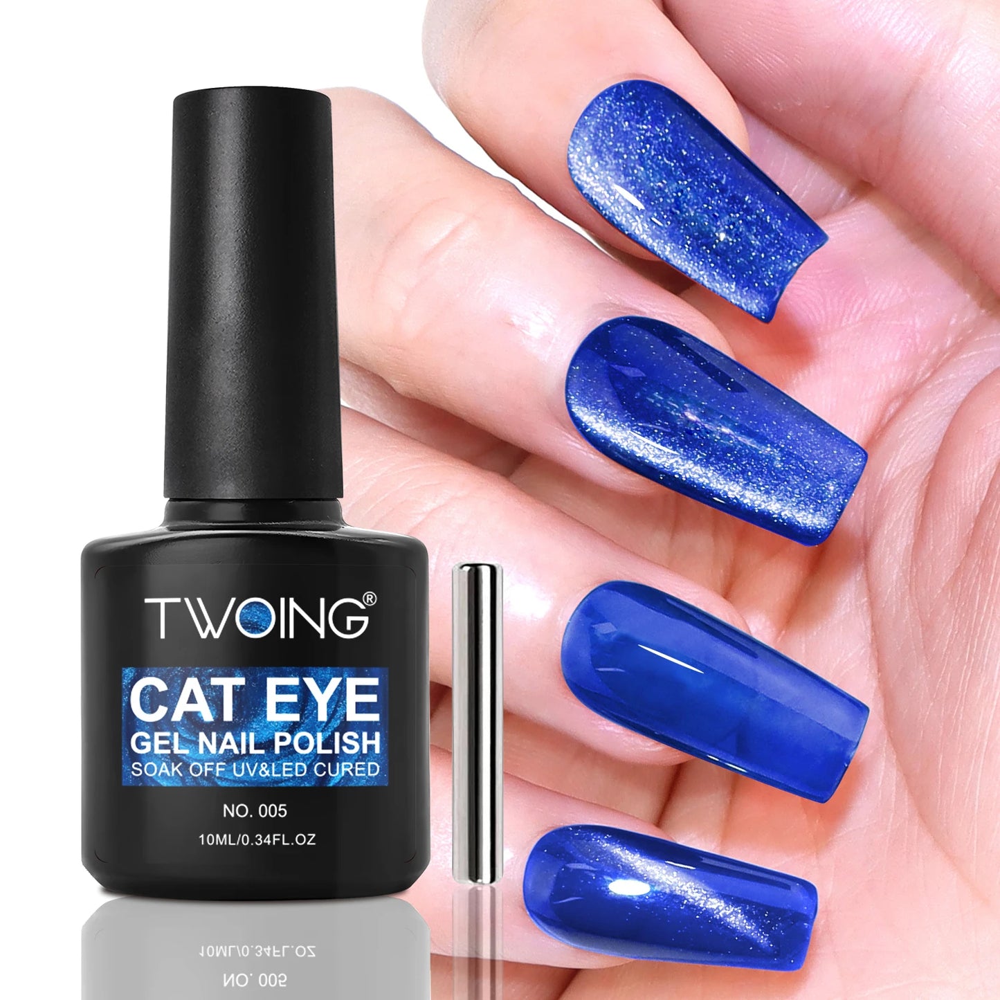 TWOING Cat Eye Gel Nail Polish 10ml, Magnetic UV LED Soak Off Gel Polish, Shimmer Glitter Long-Lasting Salon DIY Nail Art Peaceful Pleasures Health and Wellness 005