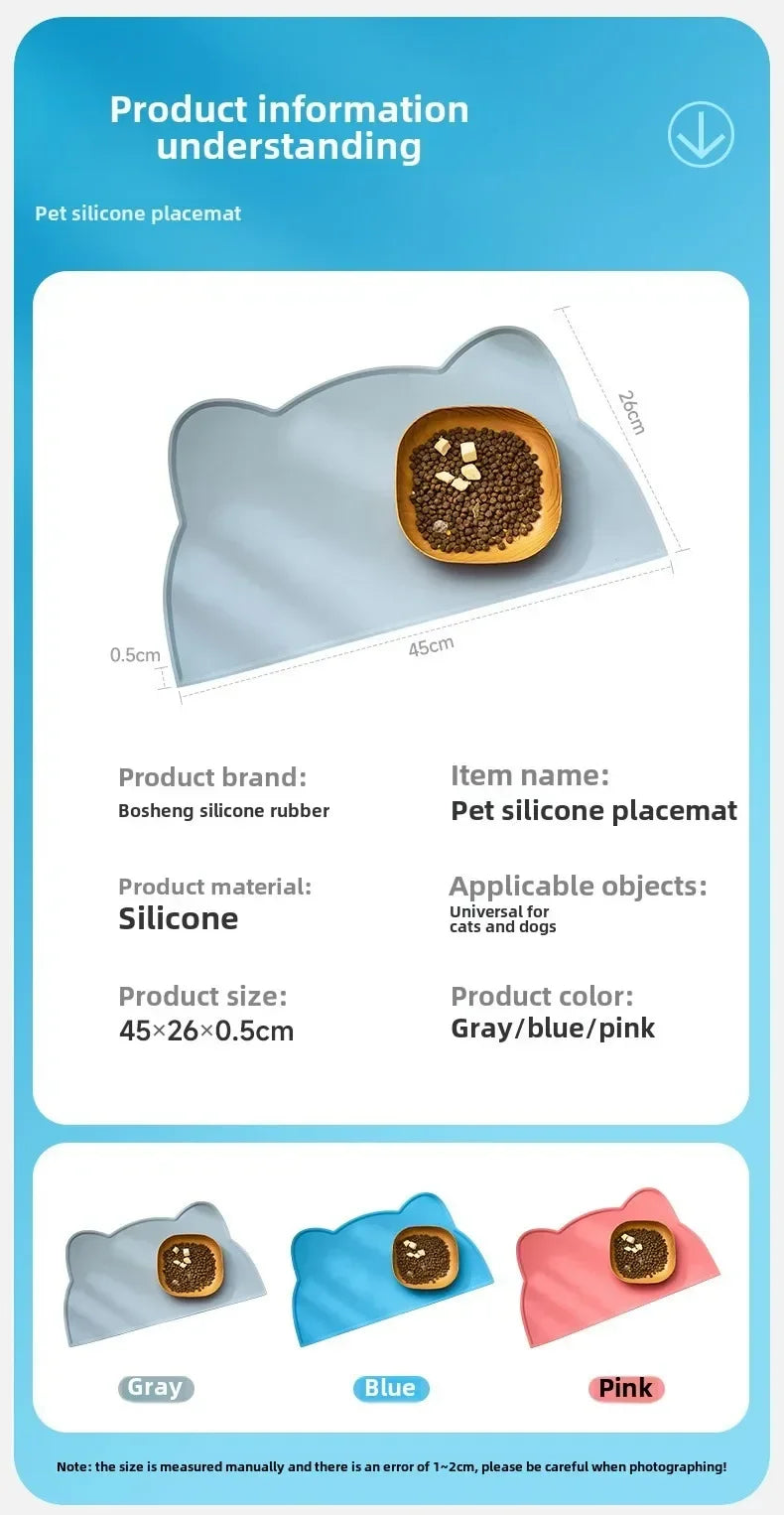 Silicone Pet Food Mat – Non-Slip Waterproof Dog & Cat Bowl Mat