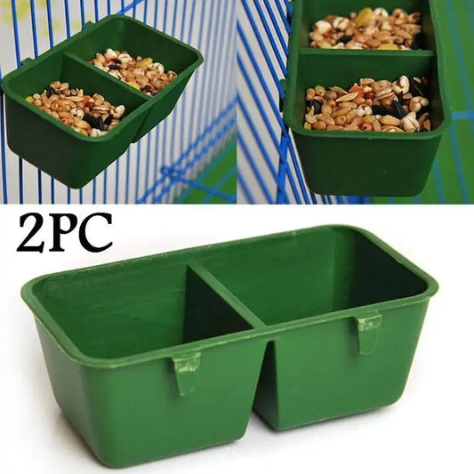 1 Parrot Food Water Bowl Dual Feeding Cup Plastic Bird Pigeons Cage Peaceful Pleasures Health and Wellness