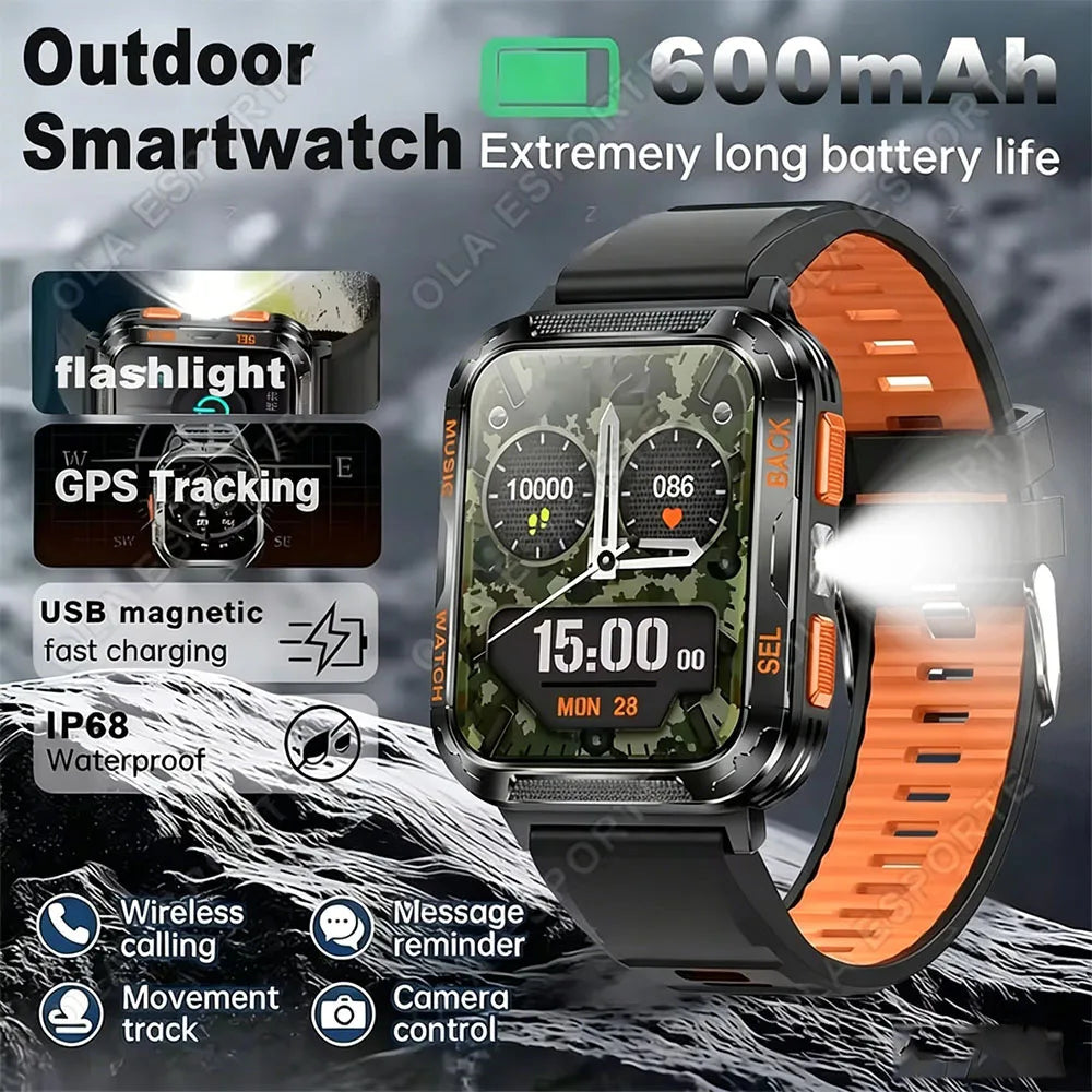 2026 New Military-grade Smart Watch Men GPS Flashlight 3ATM Waterproof Watch Bluetooth Call 100+Sport Outdoor Smartwatch Pk HW12 Peaceful Pleasures Health and Wellness