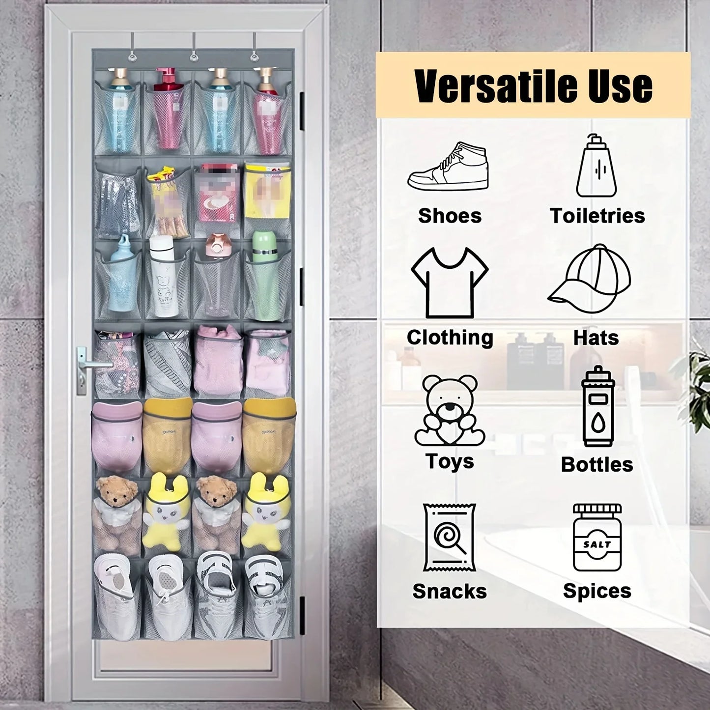 28-Pocket Over-The-Door Hanging Shoe Organizer | Mesh Storage