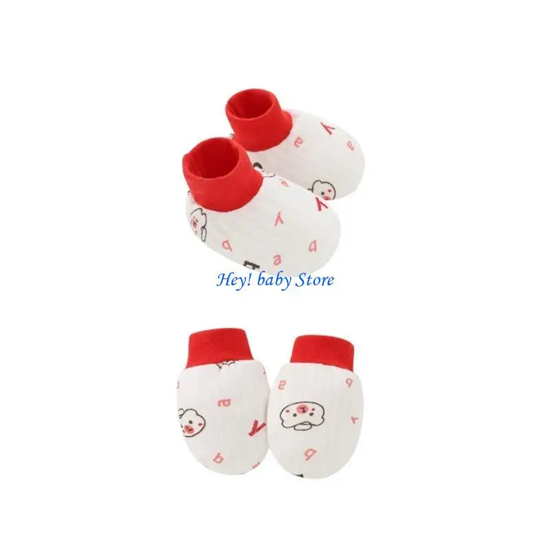 Baby Anti-Scratch Mittens & Socks Set – 2 Pairs Soft Cotton