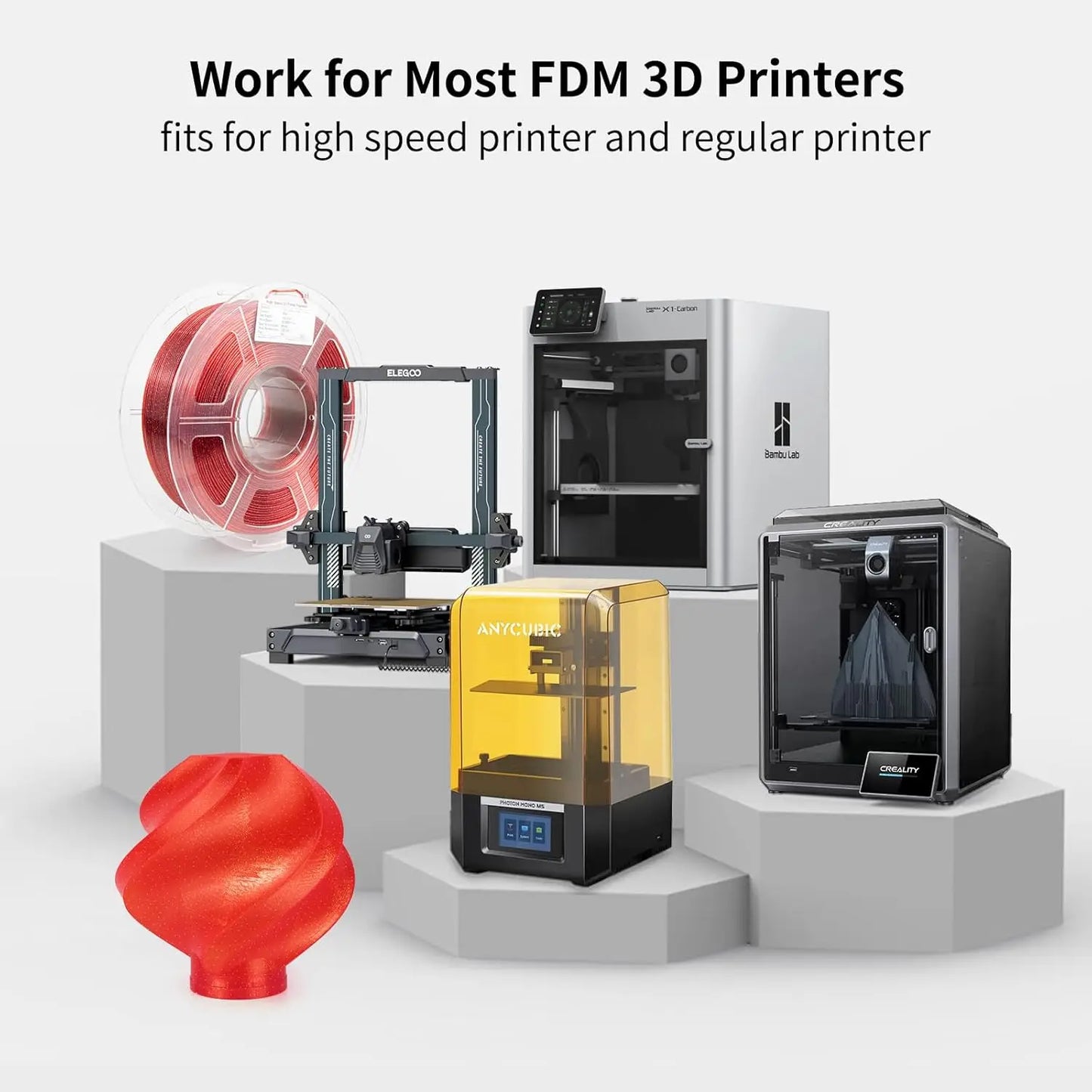 DINGSUN Starry PETG Filament 1.75mm – Transparent 3D Printer Spool