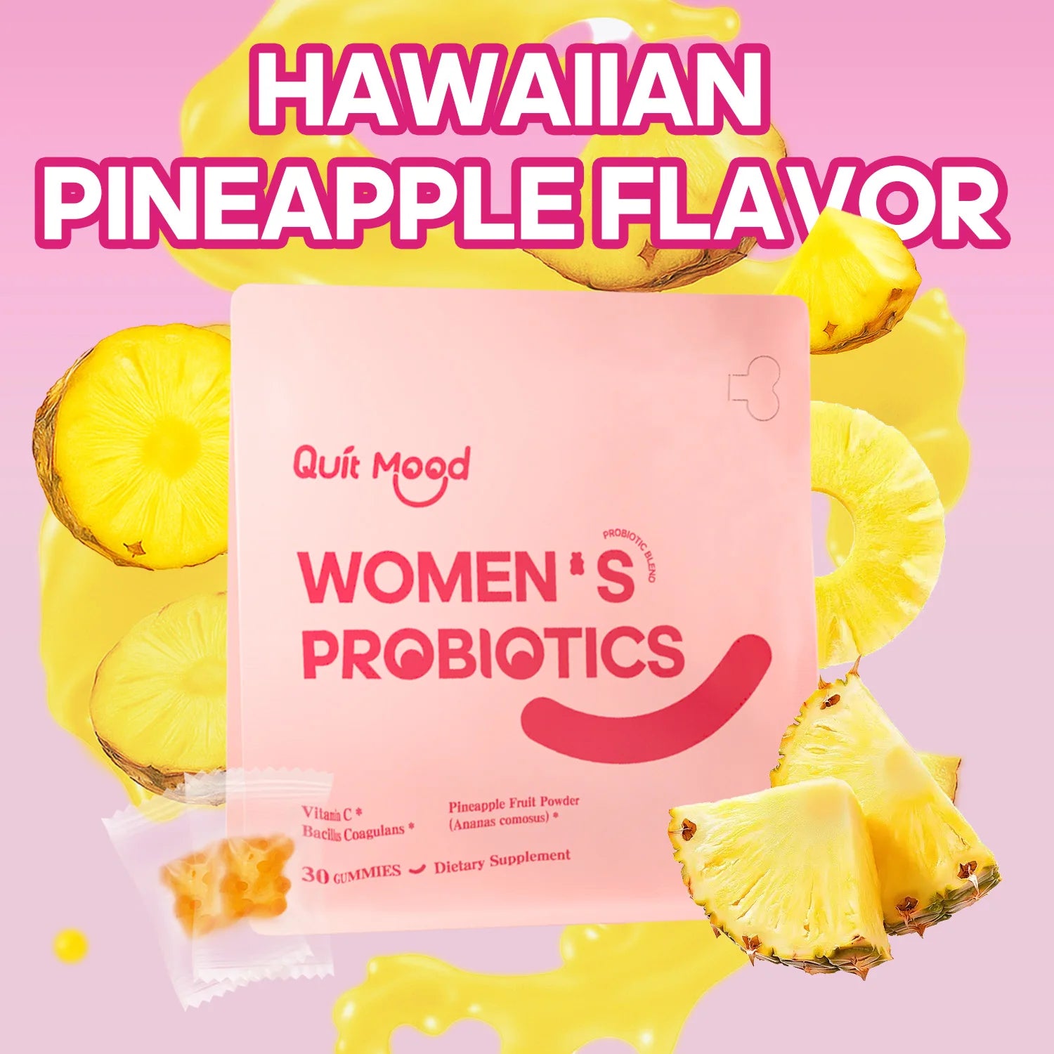 Women’s Probiotic Gummies – Hawaiian Pineapple | pH Balance, Gut & Immune Support | 30 Count Peaceful Pleasures Health and Wellness
