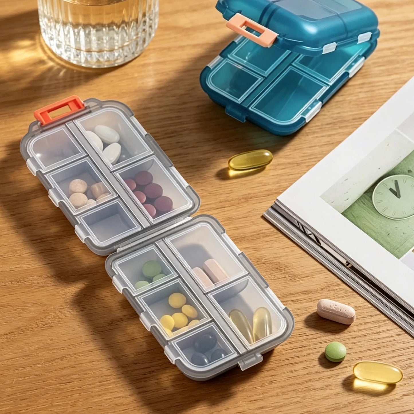 seven-day divided small medicine boxes, portable and convenient to use. Peaceful Pleasures Health and Wellness