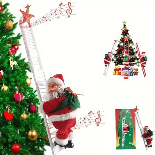Electric Climbing Santa Claus with Music | Christmas Decor Christmas Decoration Peaceful Pleasures Health and Wellness