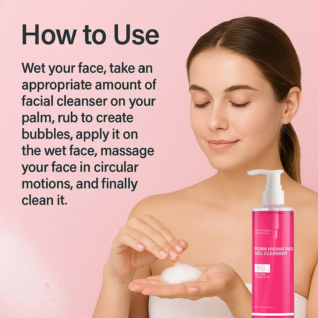 PDRN Hydrating Gel Cleanser, Salmon Pink Foam Cleansing Gel with PDRN & Collagen,Deep Cleansing,Gentle and Non-irritating, 200ml Peaceful Pleasures Health and Wellness