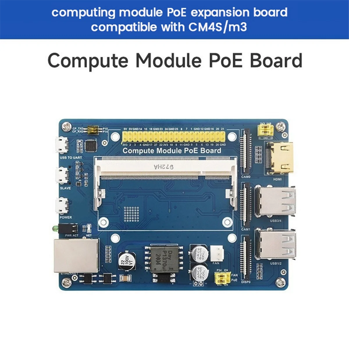 Compute Module PoE Board Compute Module PoE Board for Raspberry Pi CM4S CM3 3Lite 3+ 3+Lite Series Core Board Compute Module Exp Peaceful Pleasures Health and Wellness