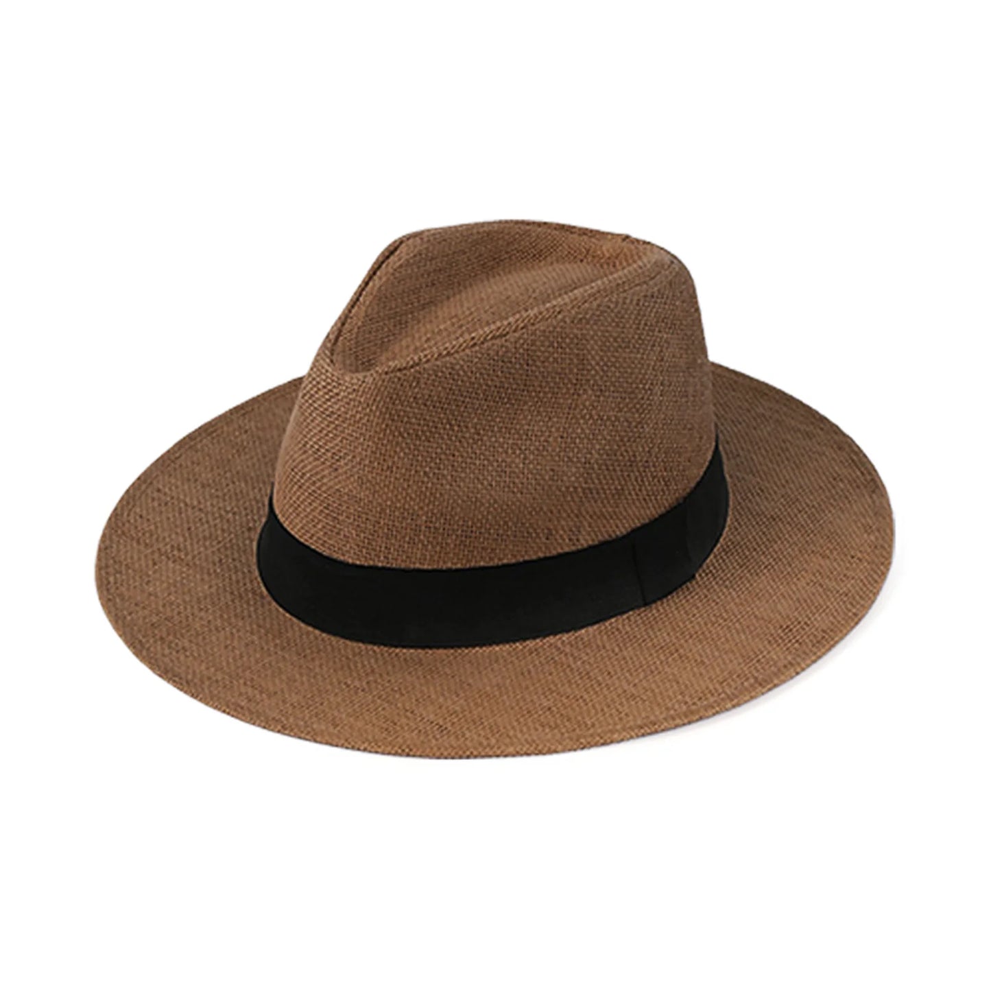 Hot Fashion Summer Casual Unisex Beach Trilby Large Brim Jazz Sun Hat Panama Hat Paper Straw Women Men Cap With Black Ribbon Peaceful Pleasures Health and Wellness Chocolate 58