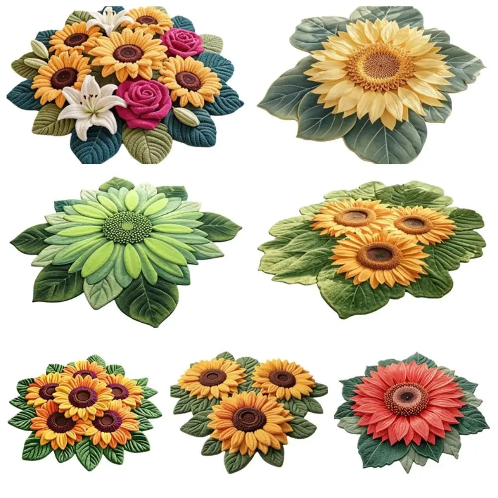 Durable Special-shaped Sunflower Carpet Non-slip Absorbent Flower Carpet Soft 60x60cm Door Gasket Home Decoration Peaceful Pleasures Health and Wellness
