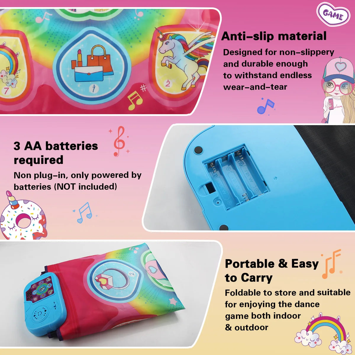 90x90cm Large Elecrtic Dancing Blanket Lights Baby Play Mat Keyboard