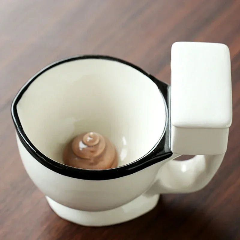 300ml Toilet Shaped Cup Coffee Ceramic Cup with Handle Water Cup Coffee Tea Milk Ice Cream Cup Funny Gift Peaceful Pleasures Health and Wellness B 201-300ml