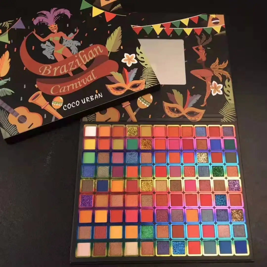96-Color Shimmer Matte Glitter Eyeshadow Palette | Neon & Bold