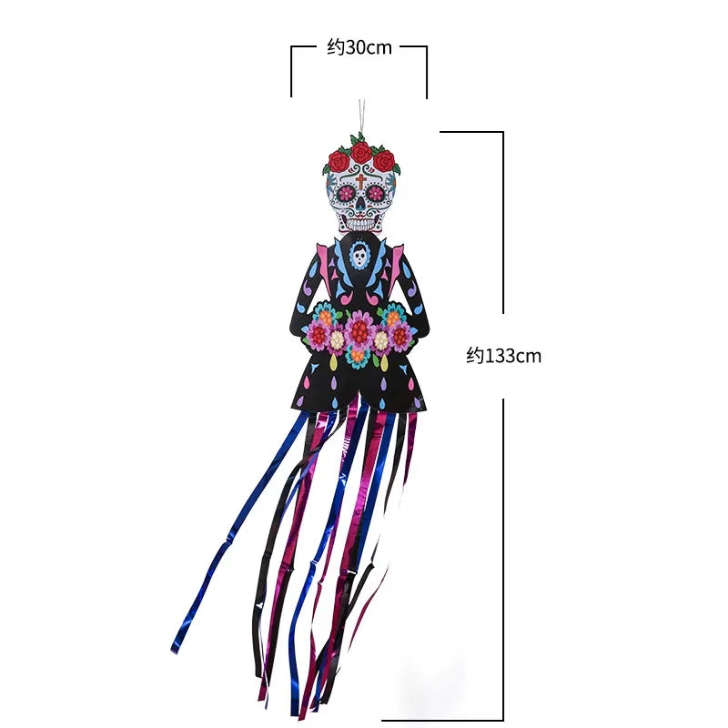 Day of the Dead Skeleton Couple Porch Hanging Flag 130×30cm