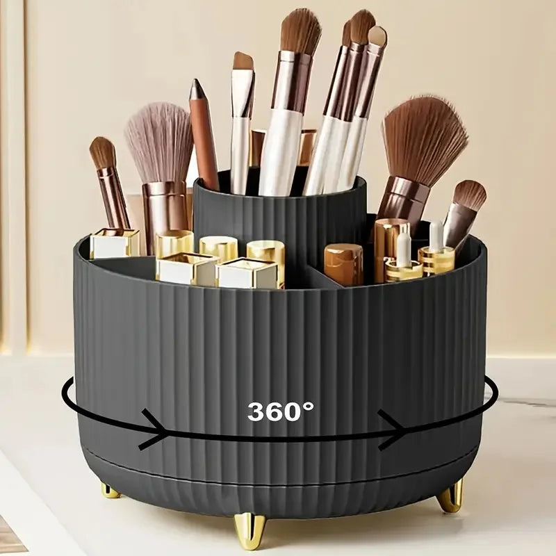 360° Rotating Makeup Brush Holder – 5-Slot Cosmetic Organizer