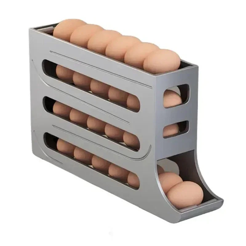 Refrigerator Egg Storage Box 4 Layers Automatic Rolling Egg Holder Kitchen Refrigerator Egg Dispenser Fridge Organizer Peaceful Pleasures Health and Wellness 1pc