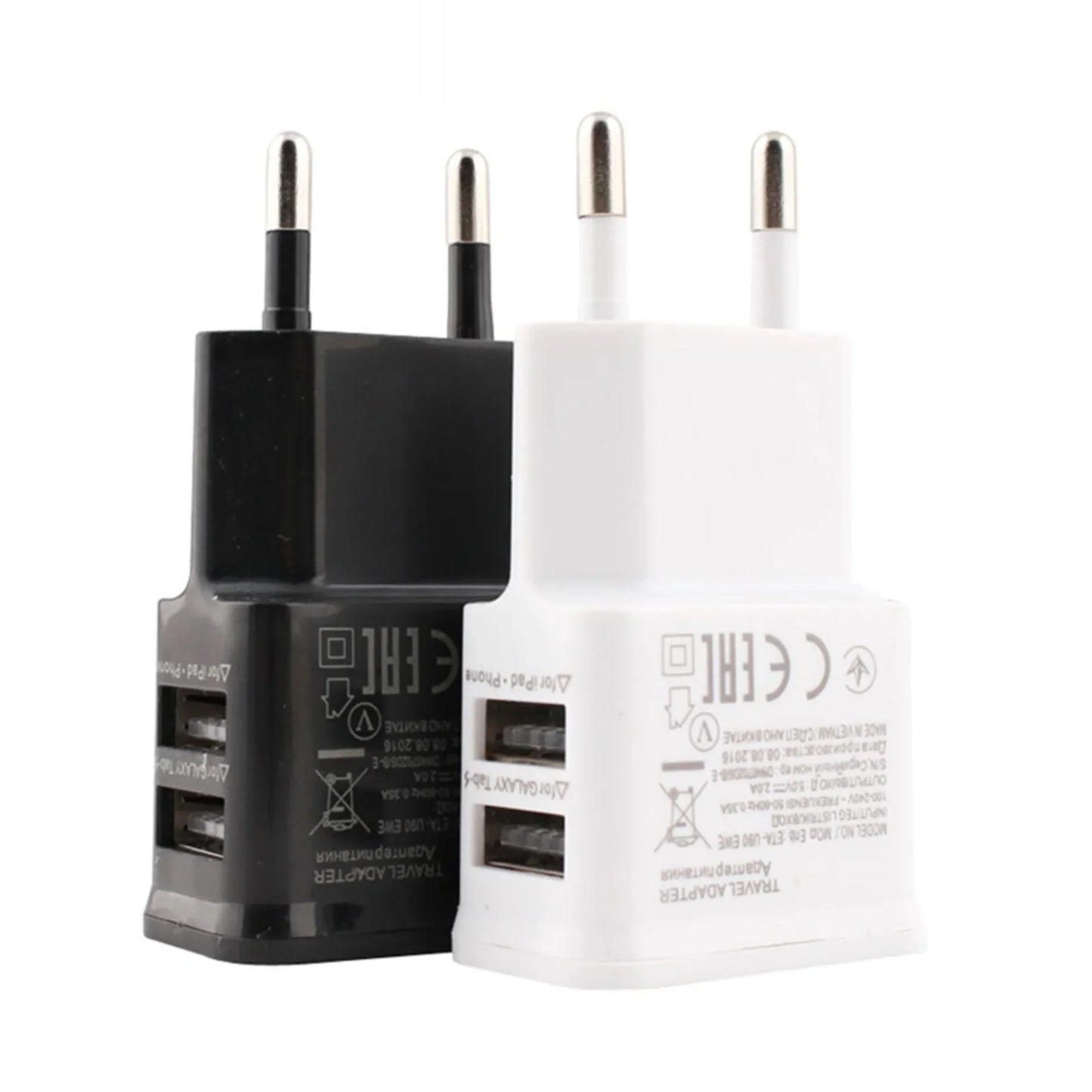 EU Dual USB Wall Charger 5V 10W – iPhone, Samsung, Xiaomi