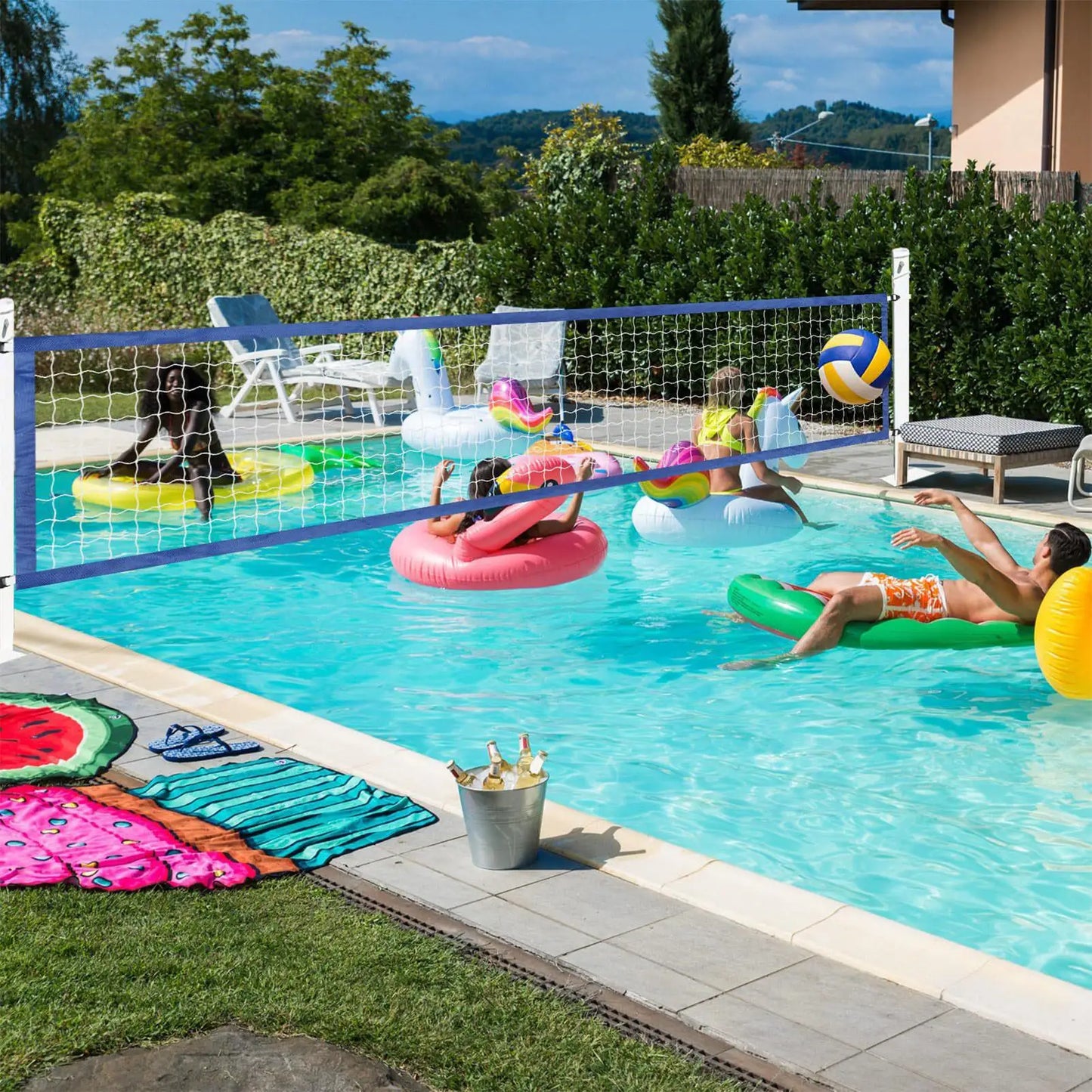 Portable Pool Volleyball Net 15x3FT – Heavy Duty Nylon