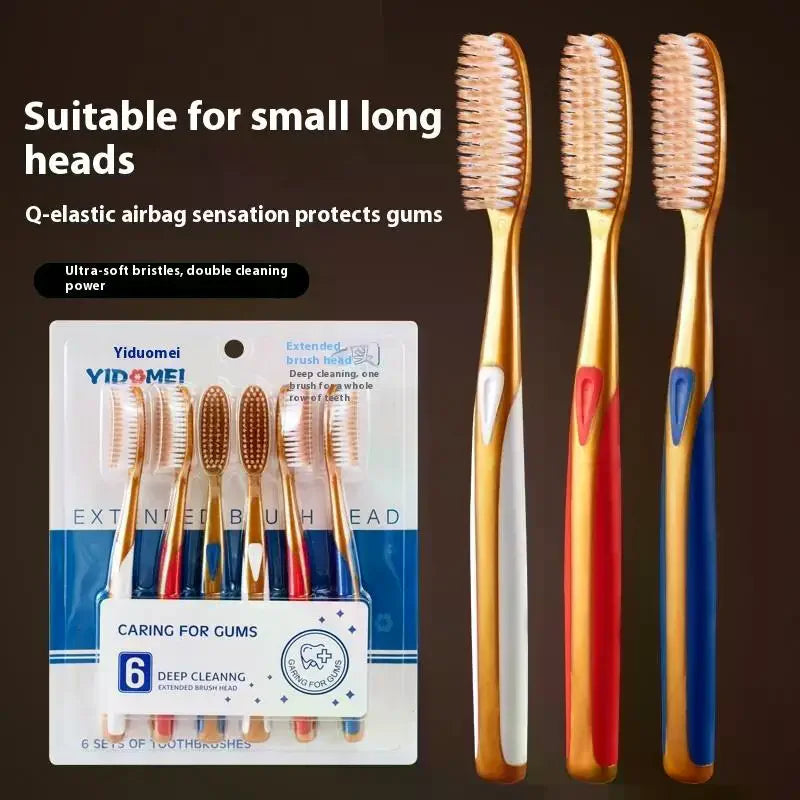 6pcs Large Head Soft Bristled Toothbrush, Anti Slip Wide Design, With Extended U-Shaped Brush Head Peaceful Pleasures Health and Wellness