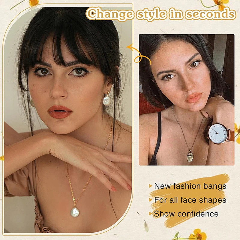 Synthetic Fake Air Bangs Natural Hair Extension Front Fringes Hairpiece Black Brown Clip In Bangs Double Sideburns Hair Styling Peaceful Pleasures Health and Wellness