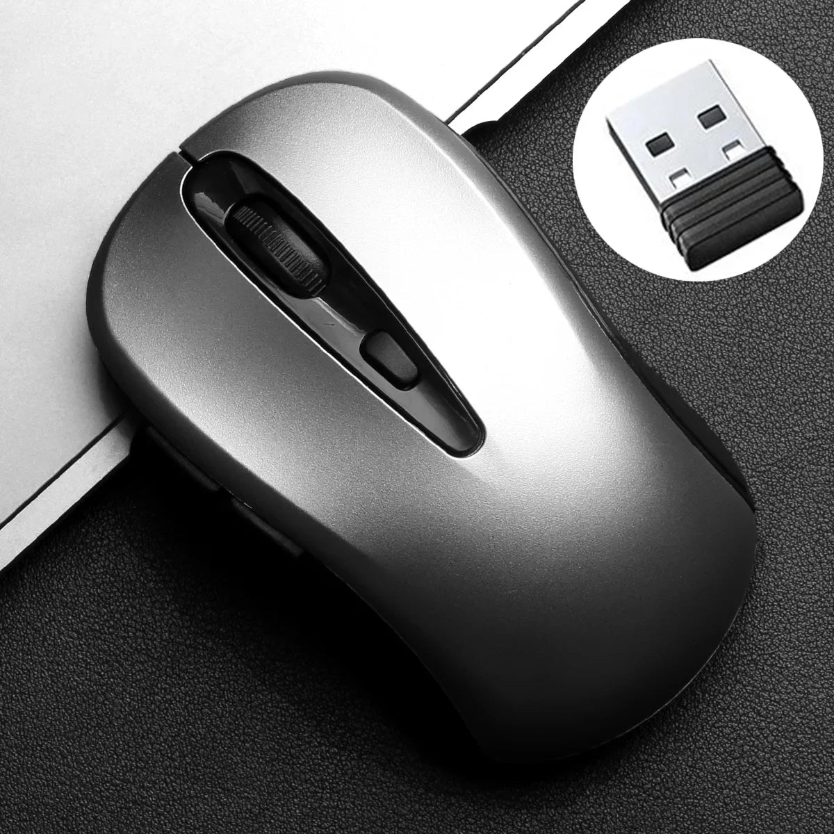 2.4G Wireless Mouse Portable Optical Office Mouse Silent Mouse Adjustable DPI Levels for Laptop Notebook PC MacBook Battery Mice Peaceful Pleasures Health and Wellness Silver