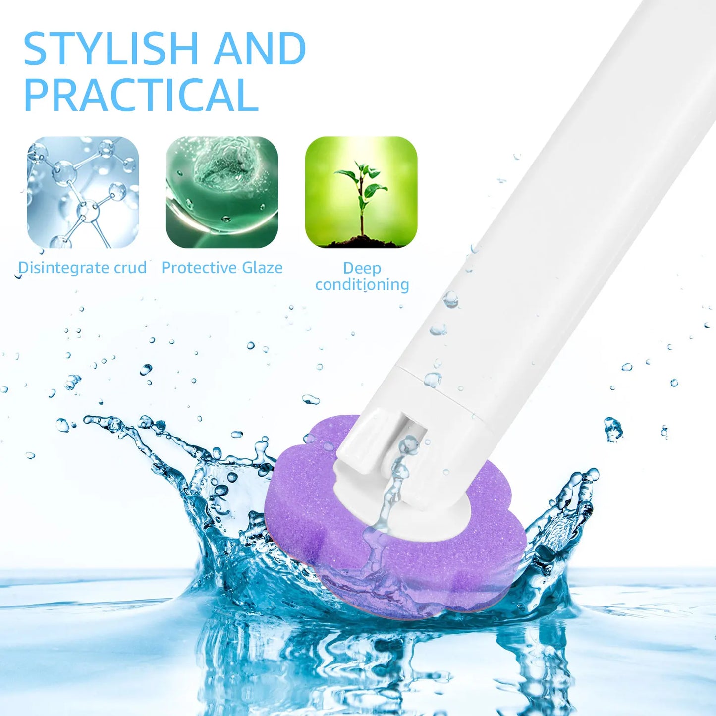 Disposable Toilet Brush Kit – Auto-Lid, Long Handle & 30 Heads