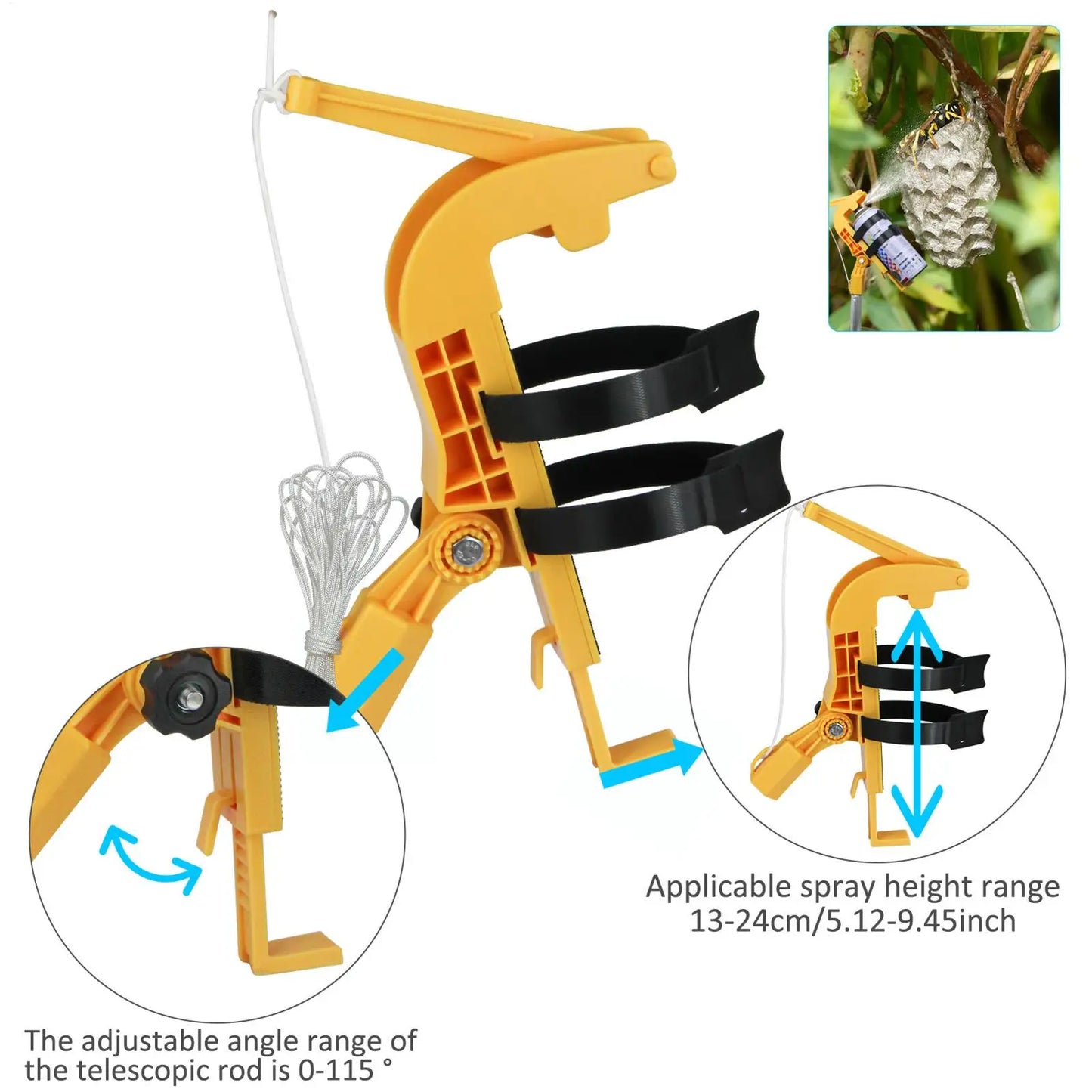 Adjustable Spray Can Extender with Angle Bracket Wand Adapter