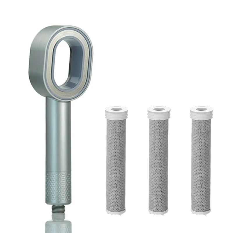 Filter Shower Head High Pressure Beauty Rain Faucet Showerhead Filtration Purification Bathroom Accessories Filtered Water Peaceful Pleasures Health and Wellness Silver Set A