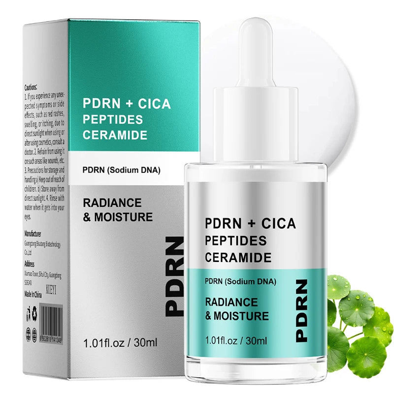 PDRN Cica Centella Serum 30ml Hydrating Repairing Face Essence Boosts Radiance Deeply Moisture Nourish Strengthens Skin Barrier Peaceful Pleasures Health and Wellness